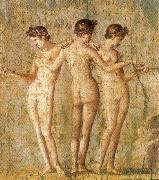 unknow artist Three Graces,from Pompeii oil painting reproduction